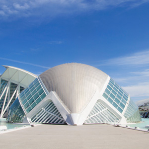 L'Hemisfèric builing in the City of Arts and Sciences in Valencia, Spain.